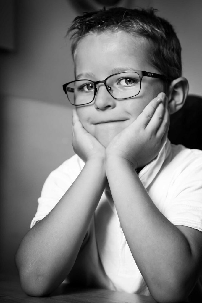 School Boy Posing Glasses