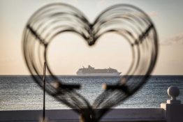 cruise ship framed in heart