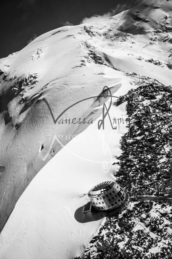 Aerial View Of Refuge Du Gouter black And White